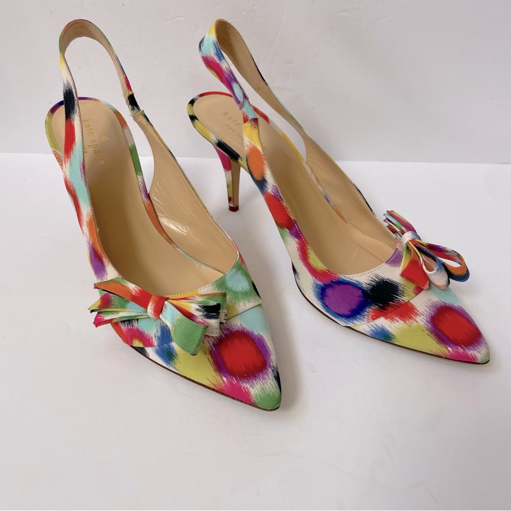 kate spade Multicolor Polka Dot Bow Slingback Heels